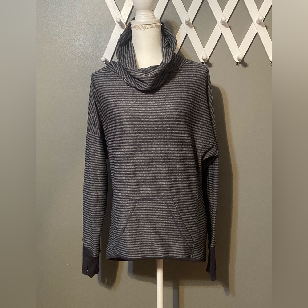 Mondetta Striped Cowl Neck Top